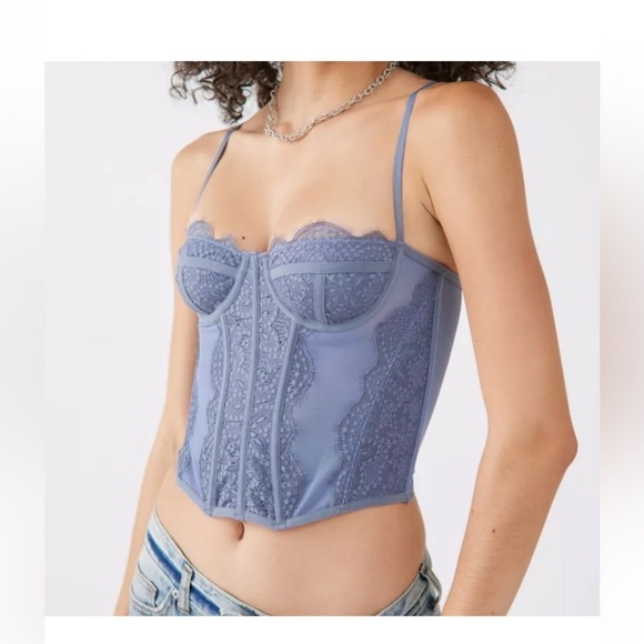 URBAN OUTFITTERS Out From Under Lace Bustier Corset Top Blue M - Picture 5 of 5